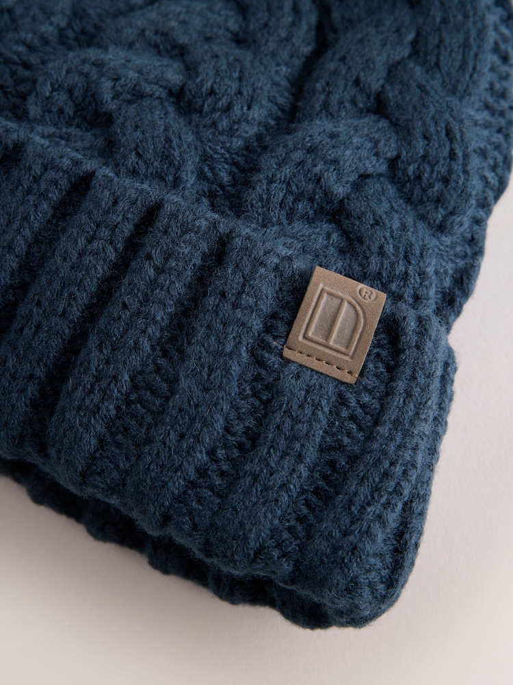 Navy Cable Knit Pom Hat (1-16yrs) - Image 2 of 3