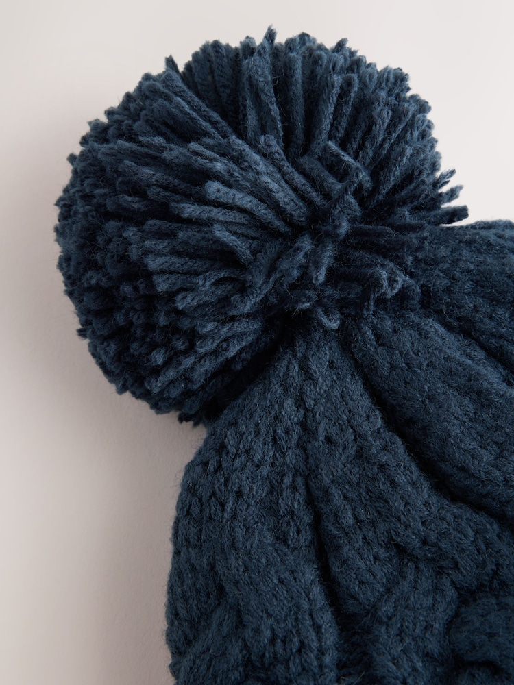 Navy Cable Knit Pom Hat (1-16yrs) - Image 3 of 3