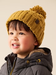 Ochre Yellow Cable Knit Pom Hat (1-16yrs) - Image 1 of 6