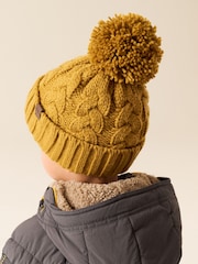 Ochre Yellow Cable Knit Pom Hat (1-16yrs) - Image 3 of 6