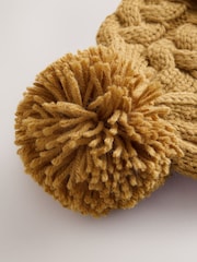 Ochre Yellow Cable Knit Pom Hat (1-16yrs) - Image 5 of 6