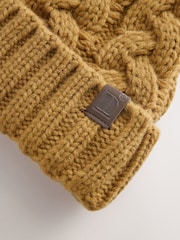 Ochre Yellow Cable Knit Pom Hat (1-16yrs) - Image 6 of 6