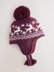 Red/White Pom Knitted Beanie Hat (3mths-13yrs) - Image 1 of 3