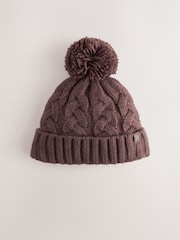 Chocolate Brown Cable Knit Pom Hat (1-16yrs) - Image 1 of 3