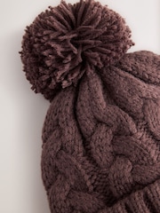 Chocolate Brown Cable Knit Pom Hat (1-16yrs) - Image 3 of 3