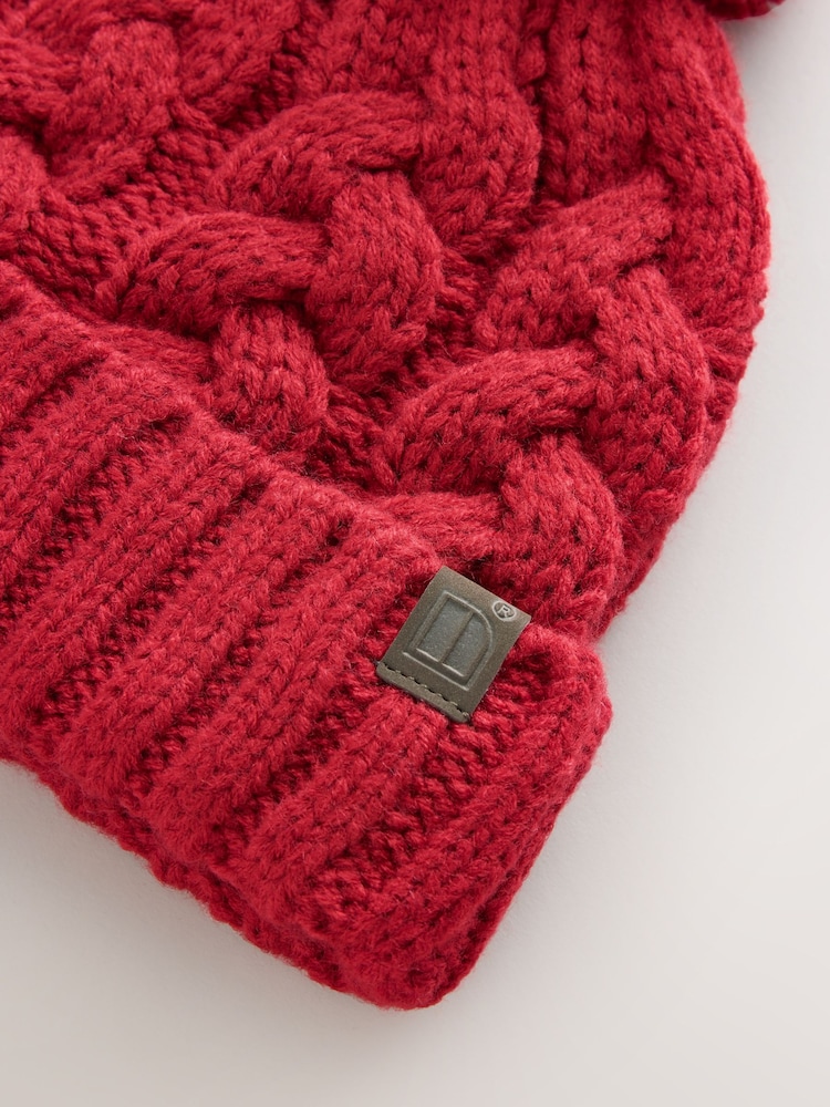 Red Cable Knit Pom Hat (1-16yrs) - Image 2 of 3