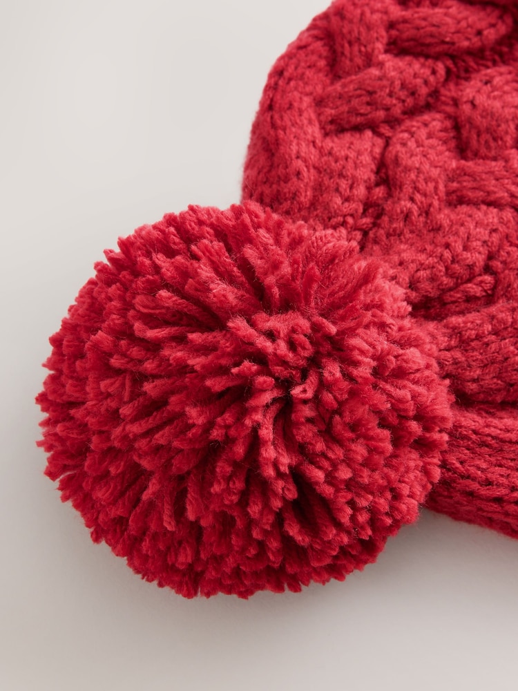Red Cable Knit Pom Hat (1-16yrs) - Image 3 of 3