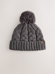 Charcoal Grey Cable Knit Pom Hat (1-16yrs) - Image 1 of 3