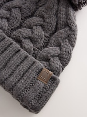 Charcoal Grey Cable Knit Pom Hat (1-16yrs) - Image 2 of 3