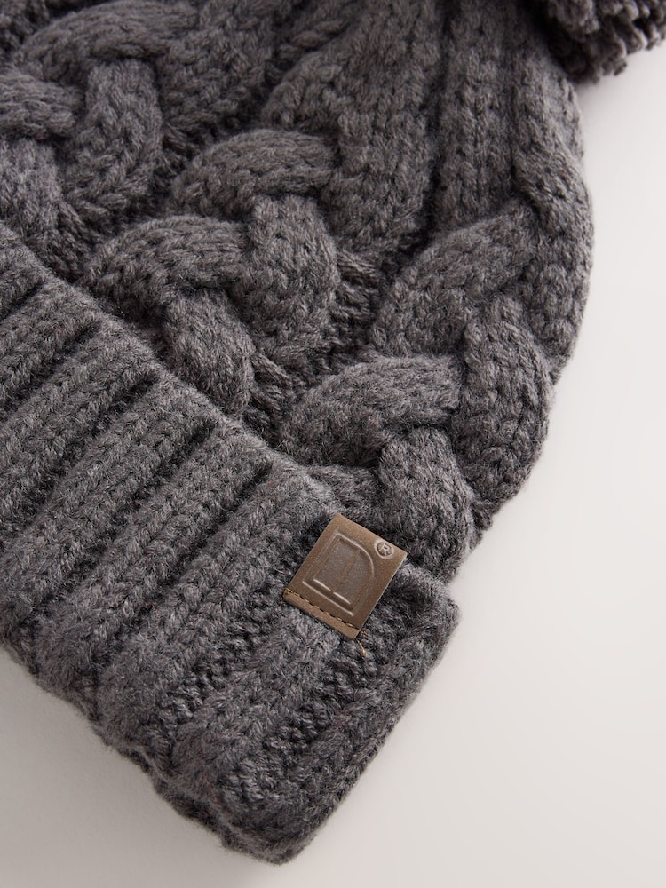 Charcoal Grey Cable Knit Pom Hat (1-16yrs) - Image 2 of 3 Charcoal Grey Cable Knit Pom Hat (1-16yrs) - Image 2 of 3