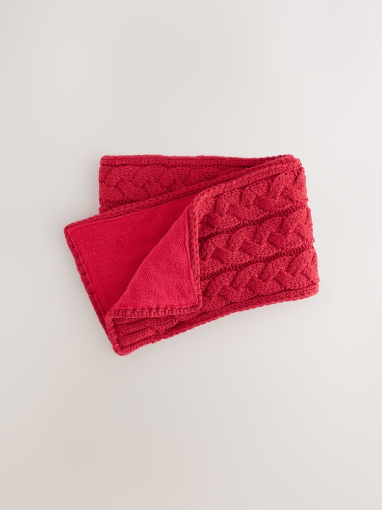 Red Cable Knitted Scarf (1-16yrs) - Image 1 of 3