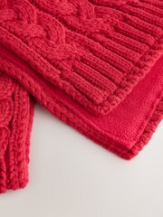 Red Cable Knitted Scarf (1-16yrs) - Image 3 of 3