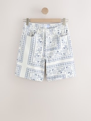 Ecru/mornarsko modra bandana potiskom - Bermuda denim kratke hlače - Slika 7 iz 9