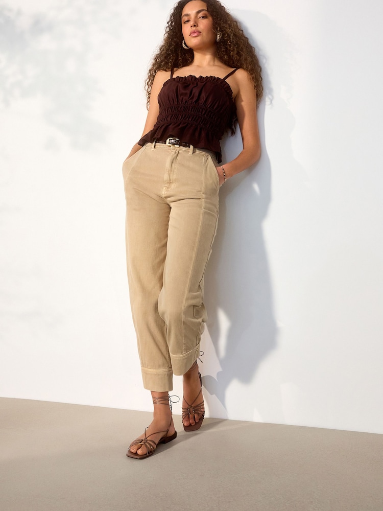 Neutral Cargo Balloon Cropped Jeans - Image 1 of 6