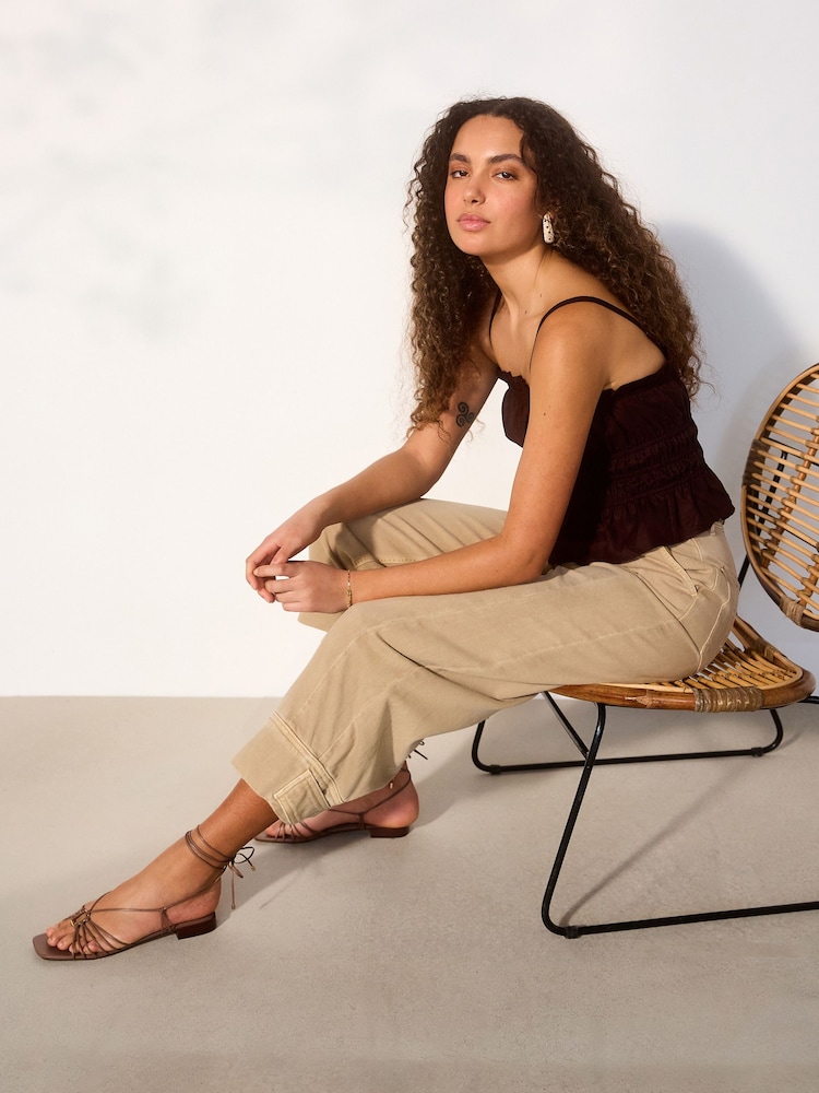 Neutral Cargo Balloon Cropped Jeans - Image 2 of 6