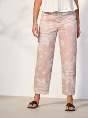 Neutral Bandana Print Barrel Leg Jeans - Image 2 of 6