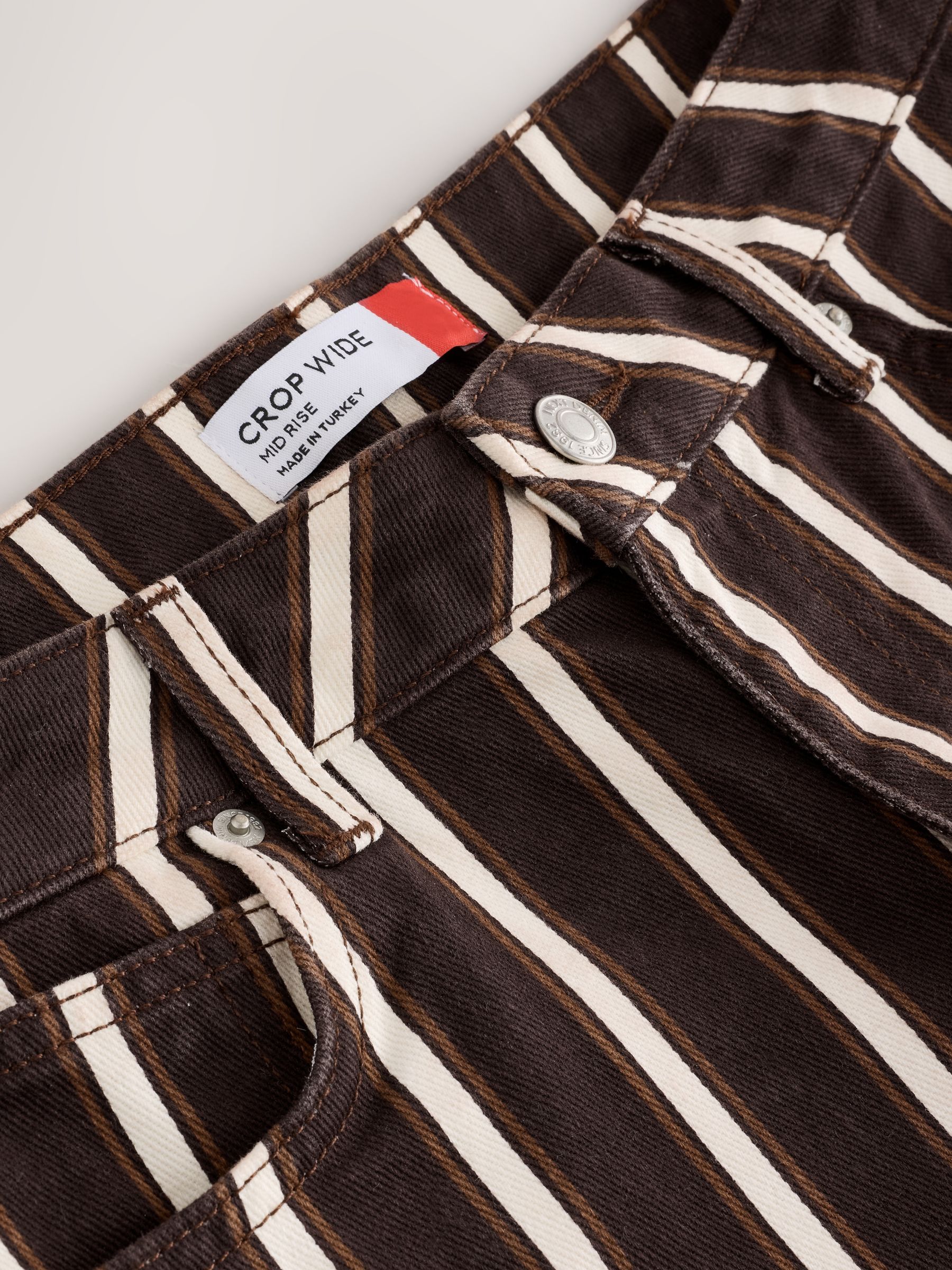 Buy Brown Stripe Wide Leg Cropped Jeans from Next USA