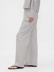 Graue Streifen - Gap Leinen-Baumwollhose mit weitem Bein - Bild 3 von 4