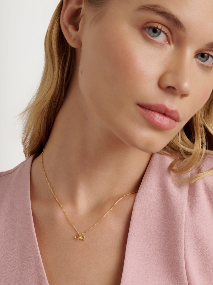 Ted Baker Gold Tone/Plain Metal BLAIRE: Mini Bow Pendant Necklace - Image 5 of 5