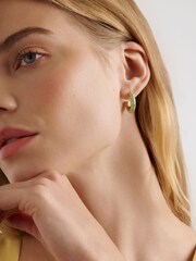 Ted Baker Gold Tone/Mint TIFFANY: Twist Enamel Hoop Earrings - Image 1 of 4