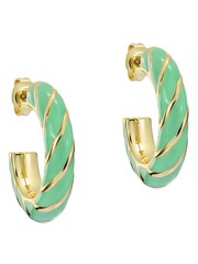 Ted Baker Gold Tone/Mint TIFFANY: Twist Enamel Hoop Earrings - Image 3 of 4