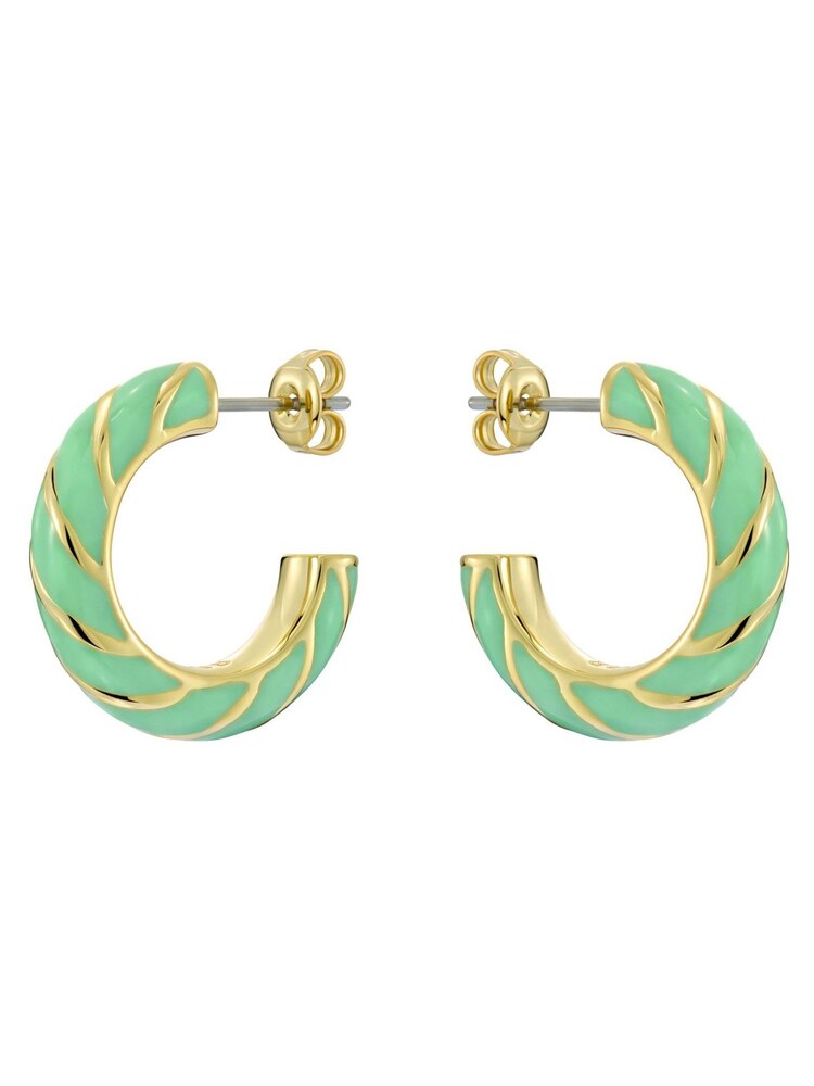 Ted Baker Gold Tone/Mint TIFFANY: Twist Enamel Hoop Earrings - Image 4 of 4