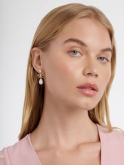 Ted Baker Gold Tone/Pearl & Crystal IVY: Icon Charm Heart Bow Drop Earrings - Image 4 of 4