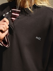 self. Chocolate Brown Henley Sweatshirt - Image 5 of 8