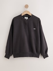 self. Chocolate Brown Henley Sweatshirt - Image 6 of 8