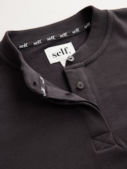 self. Chocolate Brown Henley Sweatshirt - Image 7 of 8