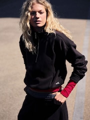 self. Chocolate Brown Half Zip Sweatshirt - Image 1 of 8