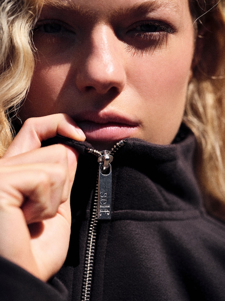 self. Chocolate Brown Half Zip Sweatshirt - Image 2 of 8