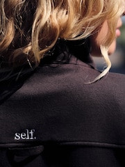 self. Chocolate Brown Half Zip Sweatshirt - Image 5 of 8