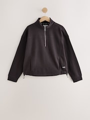 self. Chocolate Brown Half Zip Sweatshirt - Image 6 of 8