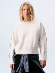 self. Ecru Knitted Side Stripe Jumper - Image 1 of 7