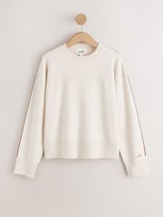 self. Ecru Knitted Side Stripe Jumper - Image 6 of 7