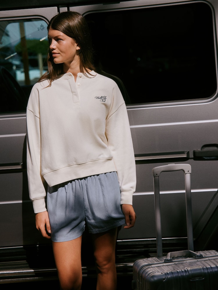 écru - self. Henley Sweatshirt - Image 1 de 6 écru - self. Henley Sweatshirt - Image 1 de 6