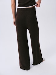self. Chocolate Brown Knitted Wide Leg Joggers - Image 4 of 8