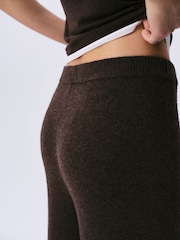 self. Chocolate Brown Knitted Wide Leg Joggers - Image 5 of 8