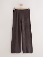 self. Chocolate Brown Knitted Wide Leg Joggers - Image 6 of 8