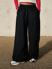 self. Black 4 Way Stretch Wide Joggers - Image 1 of 8