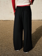 self. Black 4 Way Stretch Wide Joggers - Image 4 of 8