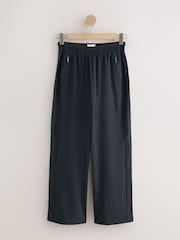 self. Black 4 Way Stretch Wide Joggers - Image 6 of 8