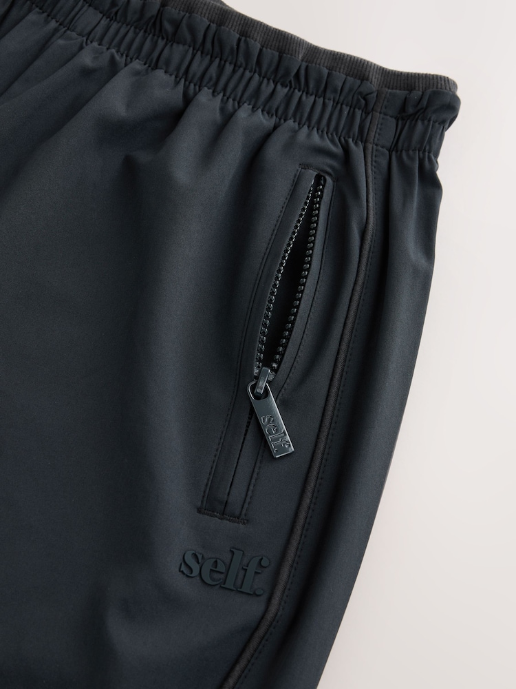 self. Black 4 Way Stretch Wide Joggers - Image 8 of 8