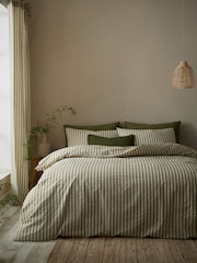 Pineapple Elephant Green Cotton Rich Woven Stripe Duvet Cover Set - Image 1 of 5