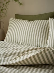 Pineapple Elephant Green Cotton Rich Woven Stripe Duvet Cover Set - Image 3 of 5