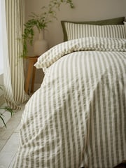 Pineapple Elephant Green Cotton Rich Woven Stripe Duvet Cover Set - Image 4 of 5