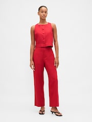 Gap Red Linen Blend Relaxed Straight Trousers - Image 3 of 4