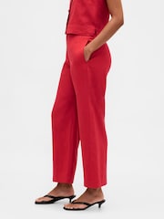 Gap Red Linen Blend Relaxed Straight Trousers - Image 4 of 4