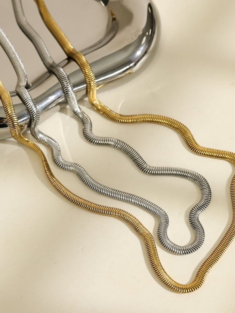 Inicio Gold Tone Waterproof Snake Chain Necklace - Image 2 of 3